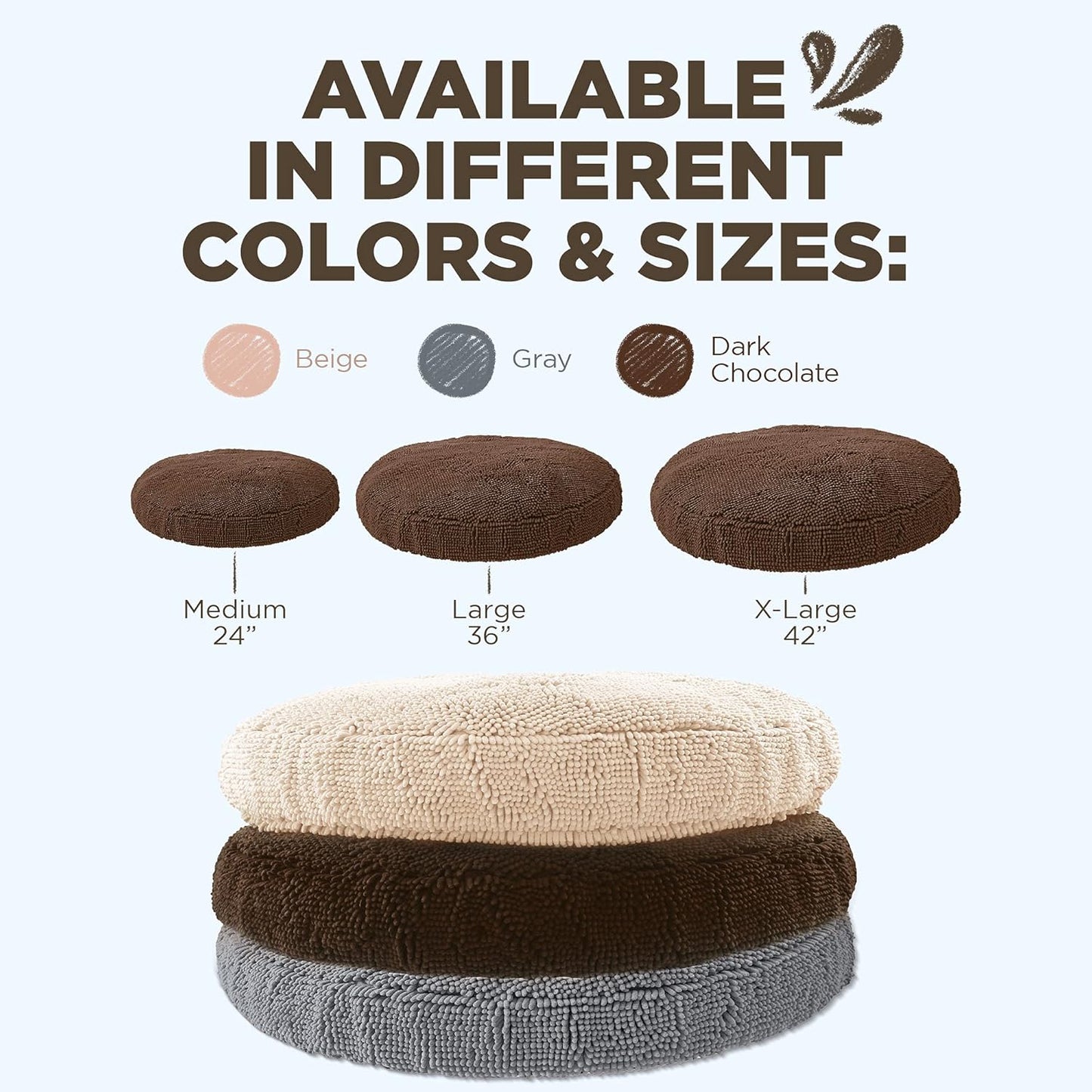Super Snoozer Dog Bed | Dark Chocolate | Extra-Large (42”X42”X7”) | Microfiber Chenille round Bed for Dogs | Moisture Wicking Comfort