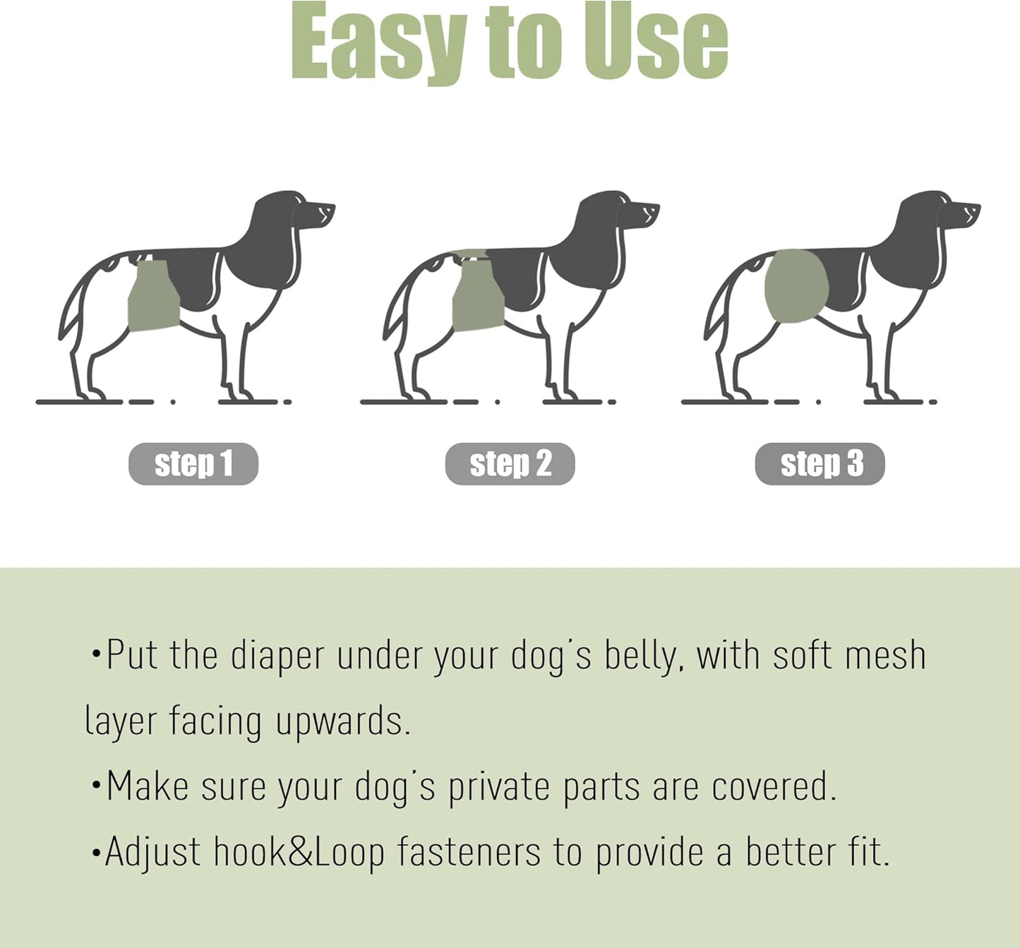 Washable Male Dog Diapers (Pack of 3) - Washable Male Dog Belly Wrap (Small - 11"- 14" Waist)