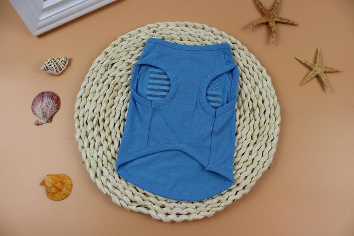 Wakeu Pet Shirt USA Flag Style Small Dog Clothes Pet Puppy Cat Costume Summer Apparel (S, Blue)