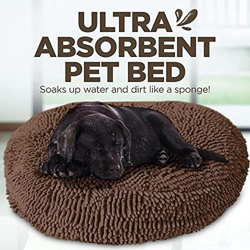 Super Snoozer Dog Bed | Dark Chocolate | Extra-Large (42”X42”X7”) | Microfiber Chenille round Bed for Dogs | Moisture Wicking Comfort