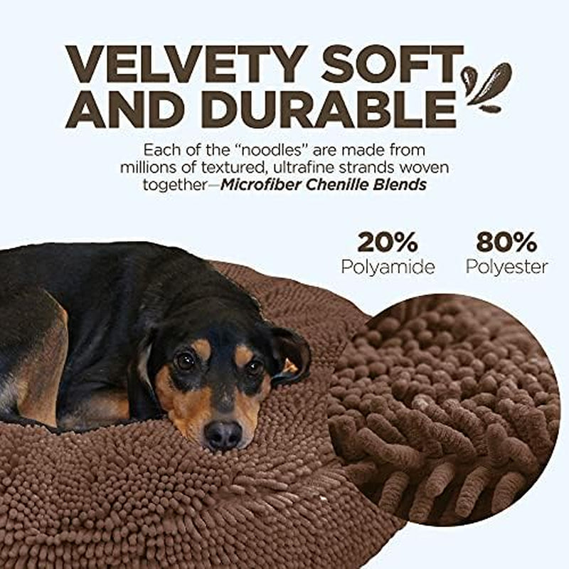 Super Snoozer Dog Bed | Dark Chocolate | Extra-Large (42”X42”X7”) | Microfiber Chenille round Bed for Dogs | Moisture Wicking Comfort