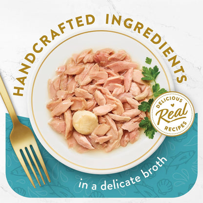 Purina  Appetizers Lickable Grain Free Wet Cat Food Topper Light Meat Tuna Appetizer with Scallop - (Pack of 10) 1.1 Oz. Trays