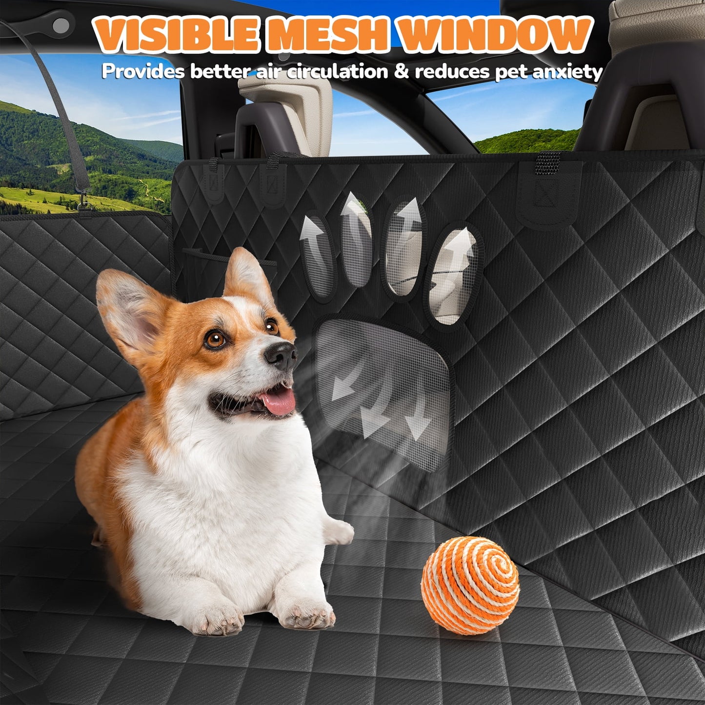 Dog Seat Cover- Non-Slip Dog Car Hammocks with Seatbelt Dog Car Seat Cover Waterproof and Scratch-Resistant Dog Car Back Seat Protection